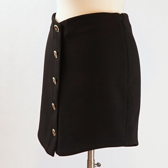 Zara Classic Black Mini Skirt w/ Gold Buttons - M - EUC - Picture 2 of 7